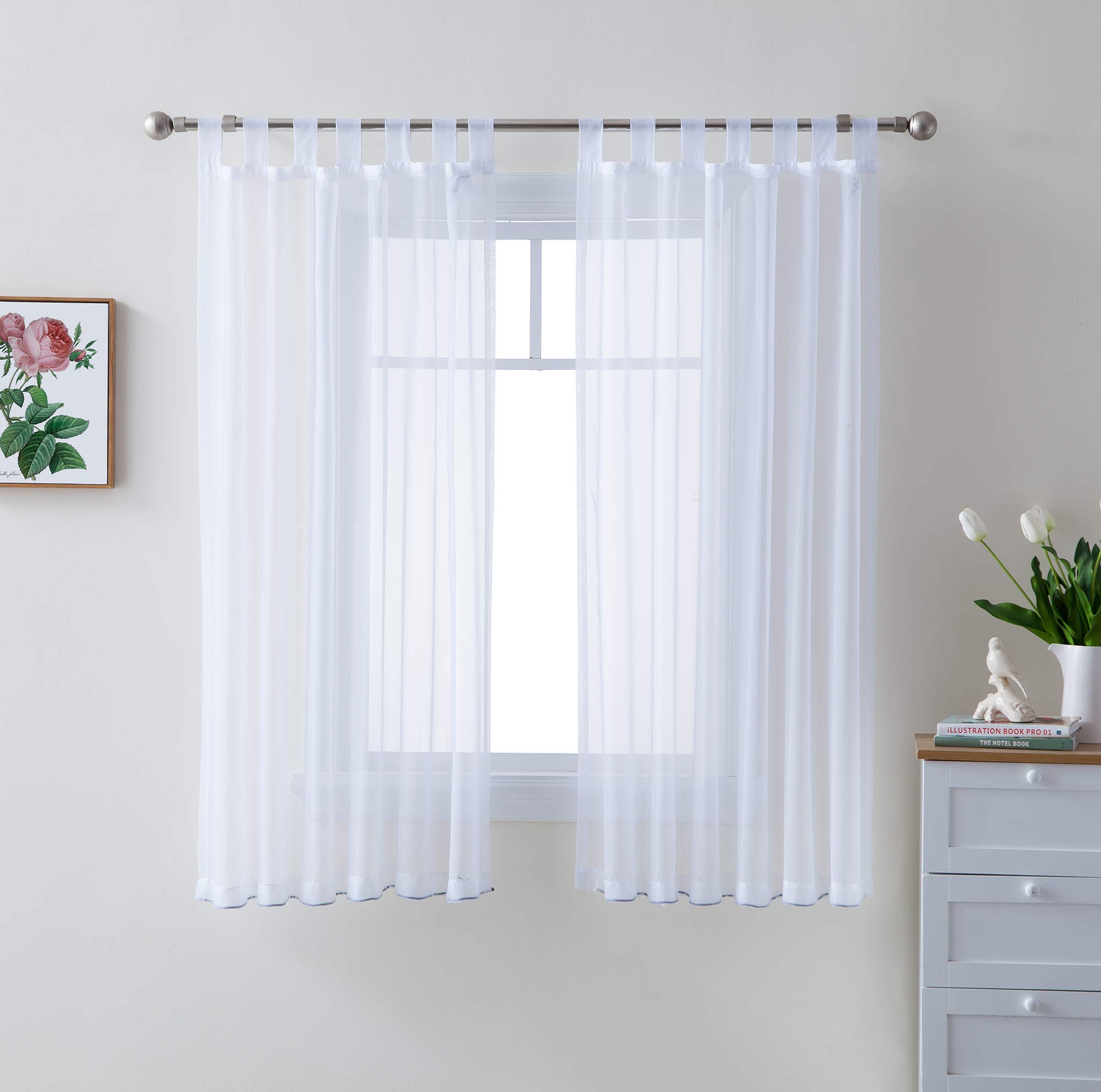 Amazon.com: HLC.ME White Tab Top 54 inch x 63 inch Long Window